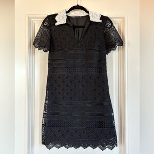 Zara Black Dress with Embroidered Lace Overlay